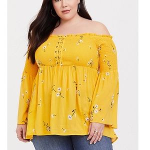 COPY - TORRID YELLOW FLORAL OFF SHOULDER TOP